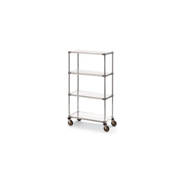 Metro Metro Super Erecta Shelf Truck w/4 Shelves, 900 lb. Capacity, 36"L x 18"W x 68"H, Silver 5445400 - main